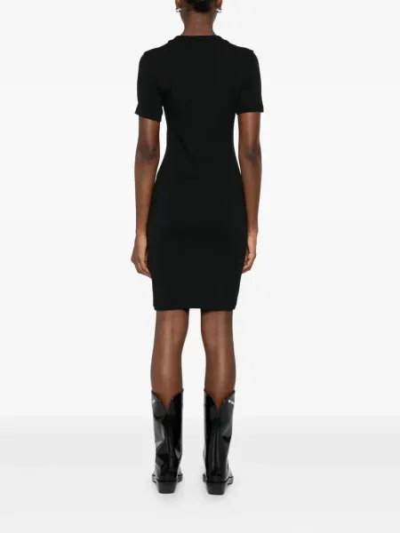 Rochie din denim Versace Jeans Couture cu imagine de costum negru