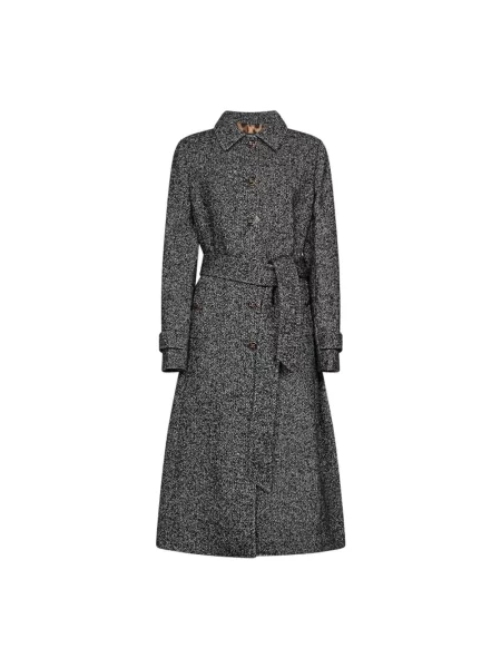 Sukienka koszulowa Dolce And Gabbana wełniana w jodełkę szara