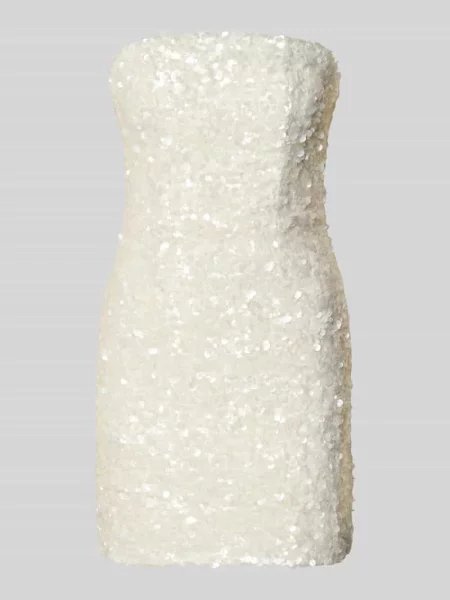 Sukienka koktajlowa w stylu odkryte ramiona z cekinami Little Mistress biała