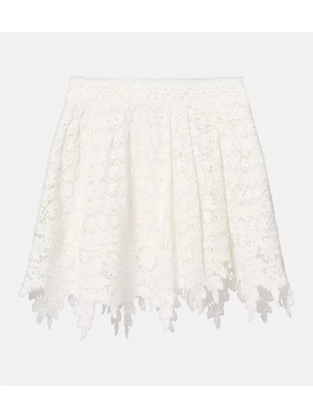 Fustă Isabel Marant cu model floral din dantelă alb