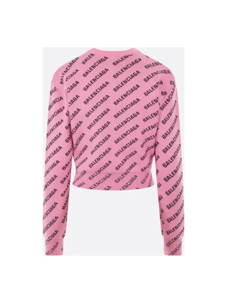 Lniany sweter Balenciaga z logo różowy