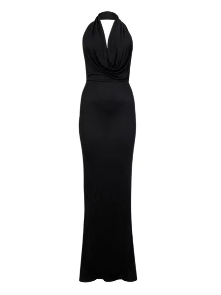 Rochie maxi Dsquared2 cu gât halter de costum negru