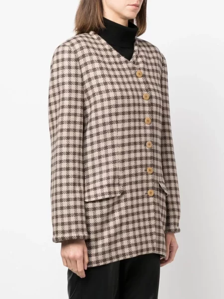 Sako Giorgio Armani Pre-owned s výstřihem do v s pepito vzorem hnědé