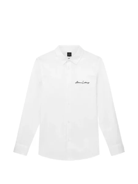 Gulerat cămașă Armani Exchange clasică cu autograf alb