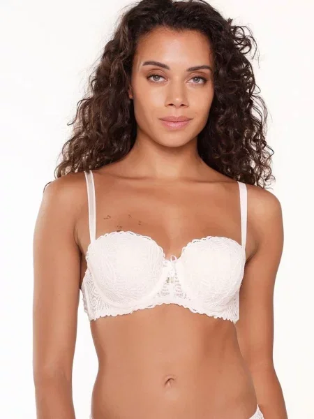 Балконет с кружевной чашкой рожевий