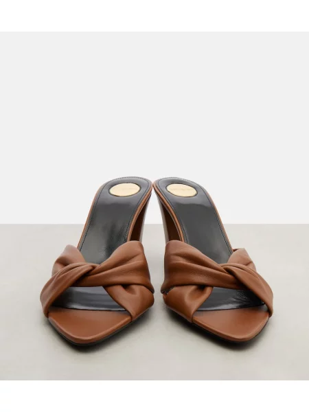 Papuci tip mules Saint Laurent din piele maro