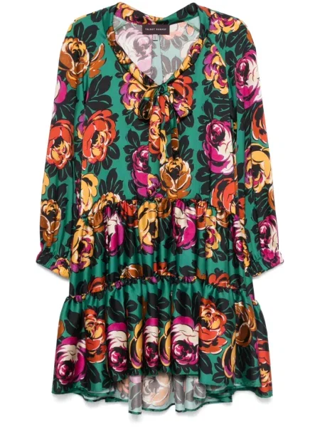 Sukienka mini Talbot Runhof w kwiatki z nadrukiem garniturowa zielona