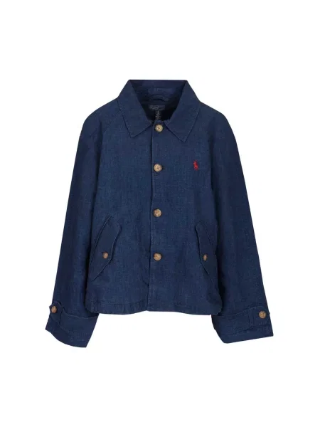Lniana kurtka Polo Ralph Lauren niebieska