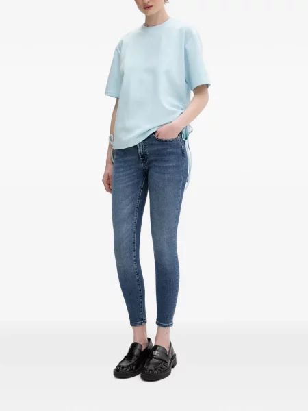 Μπλούζα Karl Lagerfeld Jeans με αυτόγραφο με κορδόνι μπλε