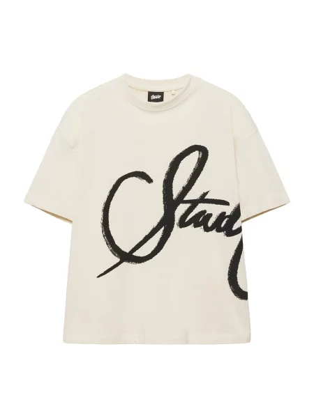Pull&Bear Tricou STWD negru / murdar alb