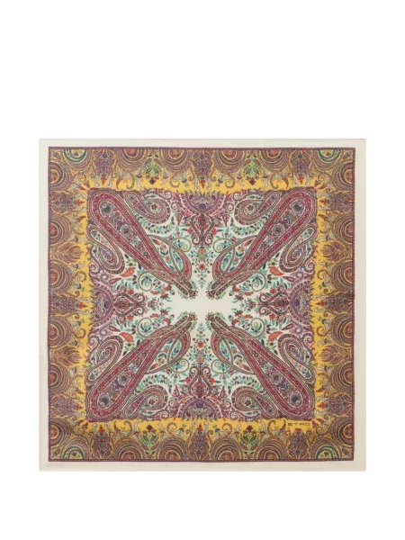 Fular Etro de mătase cu imagine cu model paisley galben
