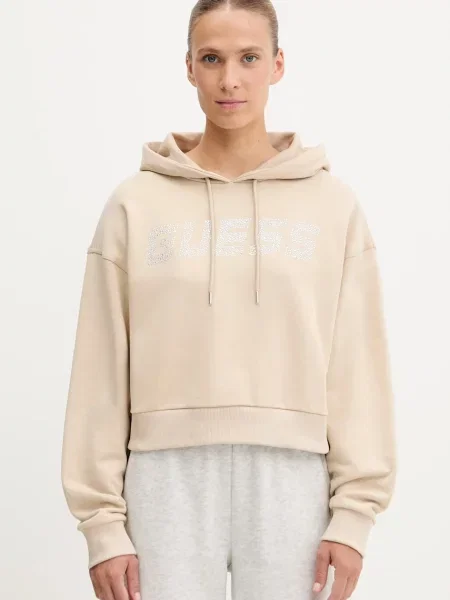 Суичър с качулка Guess с качулка с апликация черно