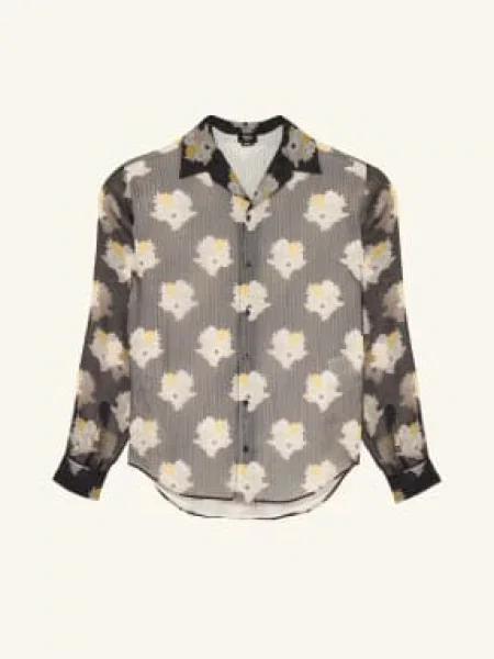 Fendi Hedvábná Košile Comfort Fit černá / žlutá bílá
