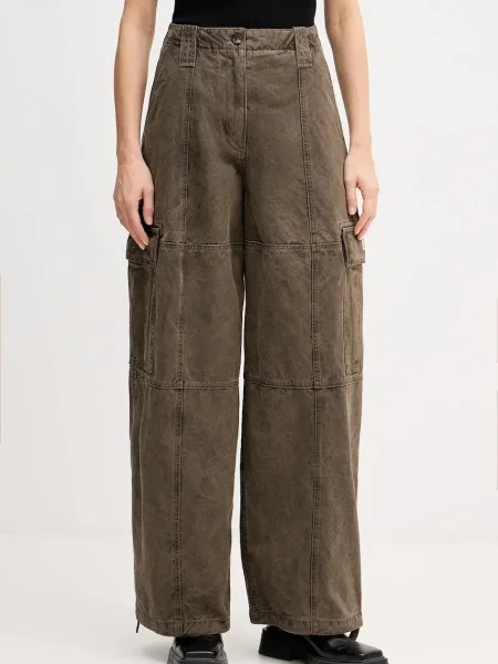 Nohavice Kenzo Dyed Canvas Cargo Pants hnedá
