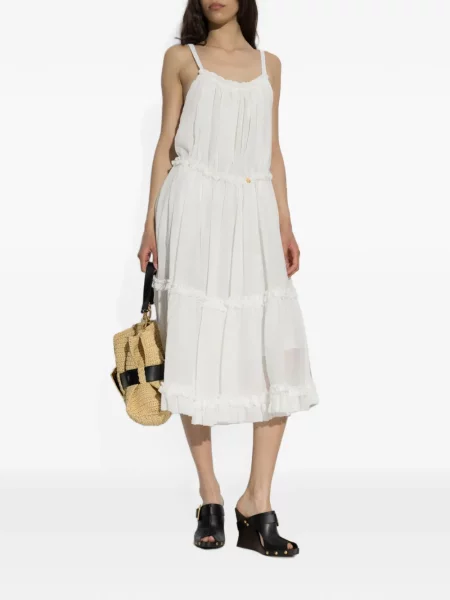 Rochie midi Balmain cu volane alb