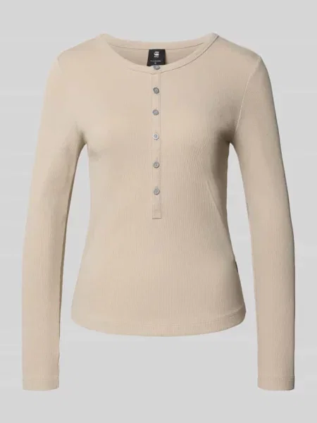 Bluzka o kroju slim fit z okrągłym dekoltem i listwą guzikową G-star Raw