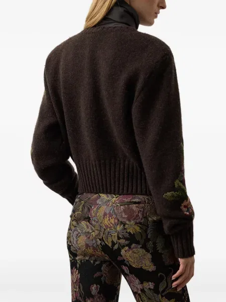 Kašmyro gėlėtas megztinis Ralph Lauren Collection ruda
