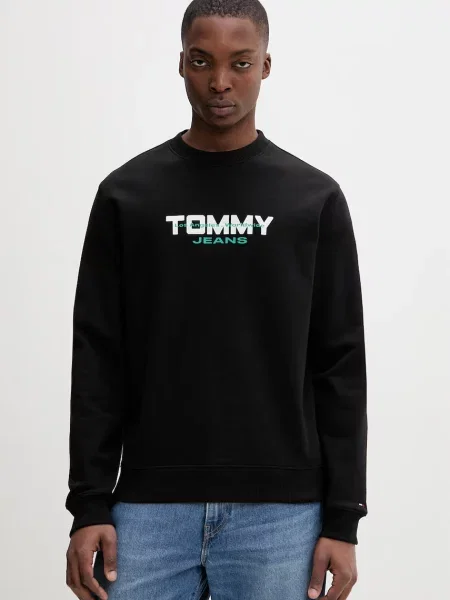 Tommy Jeans dukserica za muškarce od pamuka crna