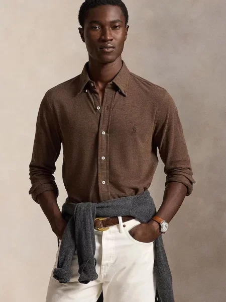 Polo Ralph Lauren πουκάμισο ανδρικό καφέ