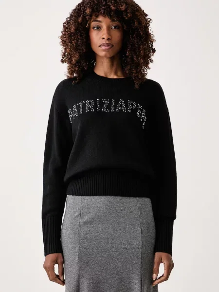 Patrizia Pepe pulover loungewear pentru femei cu lână negru