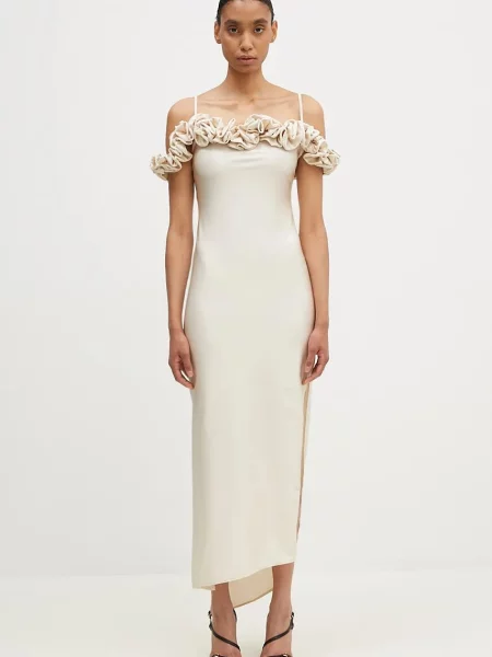 Coperni rochie Ruffle Dress maxi mulata bej