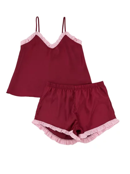 Trendyol Pantaloni scurți roz / vin roșu
