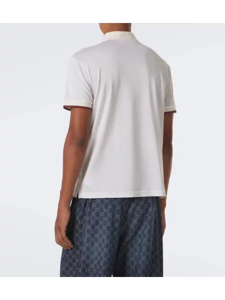 Μεταξωτό ριγέ polo Gucci λευκό