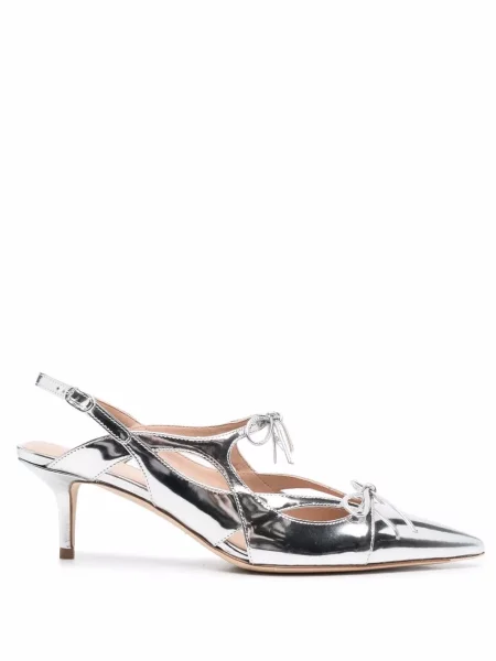Pantofi cu toc Scarosso din piele argintiu