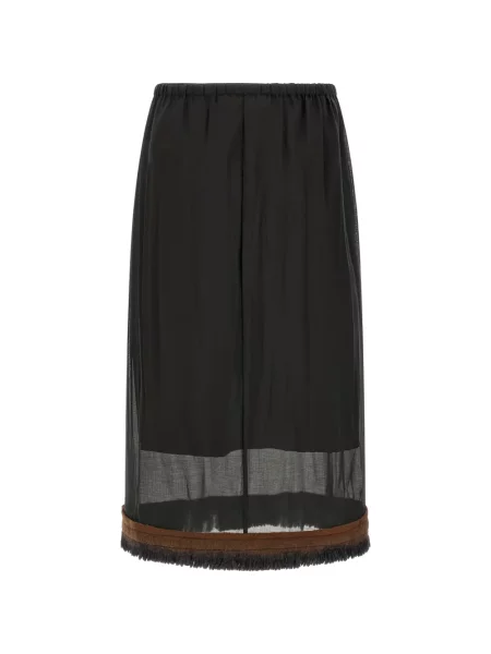 Fustă midi Tela cu franjuri negru