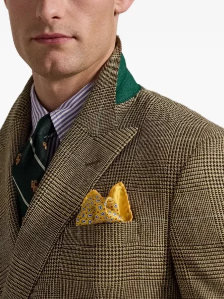 Mănuși Polo Ralph Lauren cu broderie tricotate în carouri albastru
