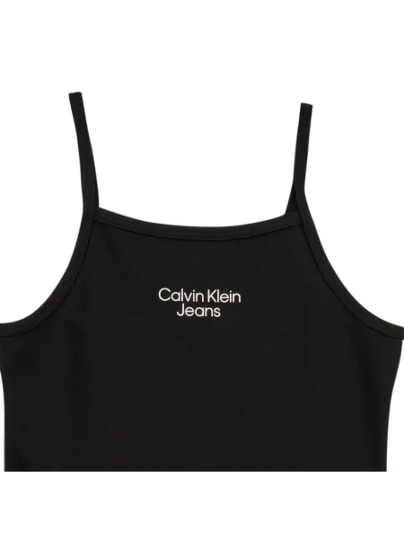 Rochie din denim copii Calvin Klein Jeans negru