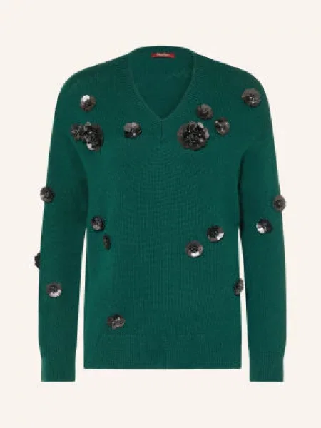 Max Mara Studio Svetry Nigella S Flitry A Ozdobnými Kamínky tmavě zelená černá