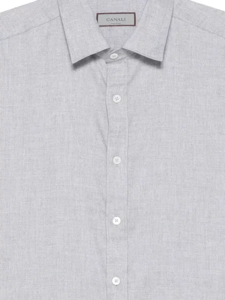 Lung cămașă Canali cu model herringbone gri