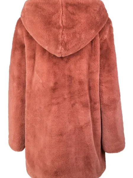 Urban Classics Átmeneti kabátok Ladies Hooded Teddy Coat rózsa / sötét-rózsaszín rózsaszín