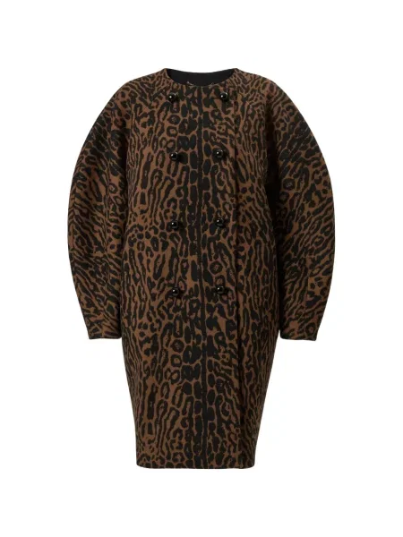 Palton Carolina Herrera cu model leopard din jacard maro