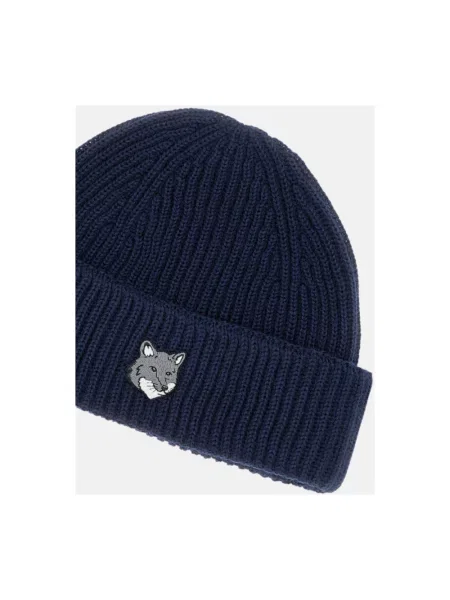 Czapka Maison Kitsune wełniana niebieska
