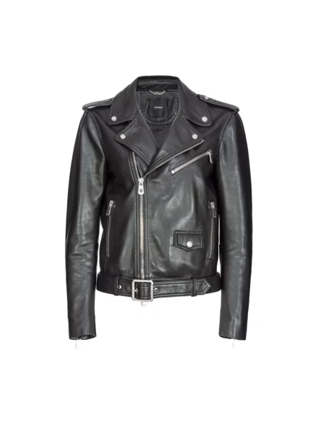 Kurtka skórzana Pinko biker czarna