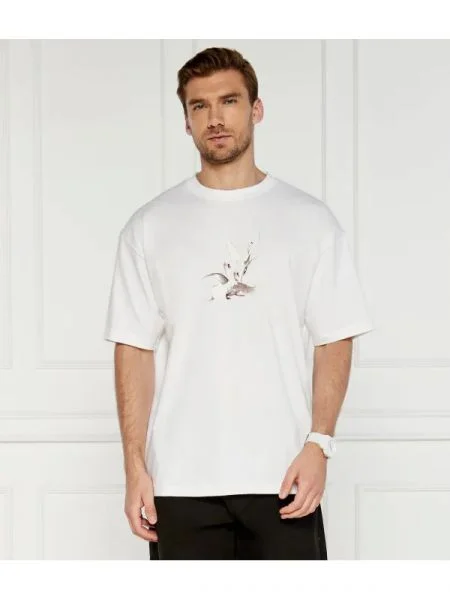 HUGO Tricou Asil HUGO X LES BENJAMINS | Relaxed fit alb