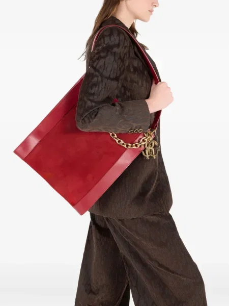 Colier Roberto Cavalli din piele de căprioară roșu