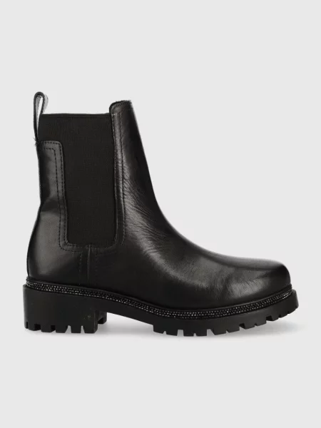 Dkny cizme Rick femei cu plat negru