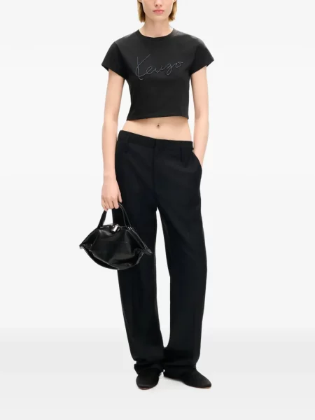 Decupat tricou Kenzo cu broderie negru