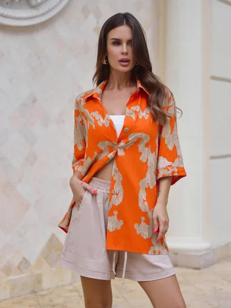 Рубашка Issa Plus оранжевая