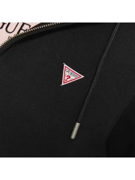 Guess Jeans bluza z kapturem gładka czarny