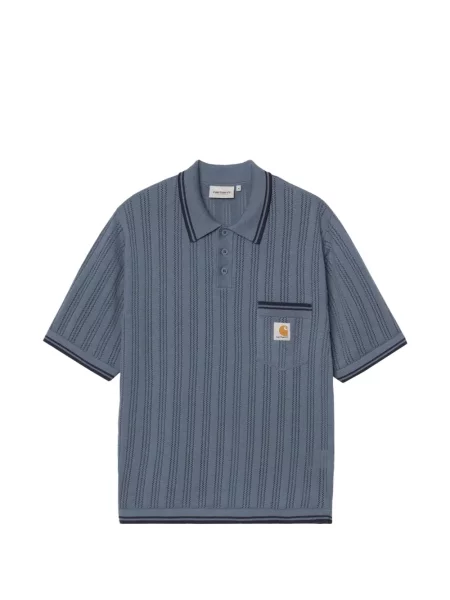 Tricou polo Carhartt Wip tricotate albastru