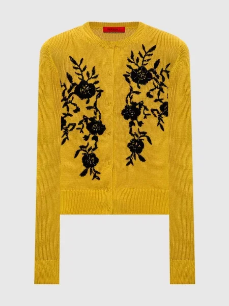 Кардиган з вишивкою Max & Co жовтий