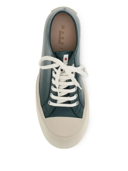 Δερμάτινα sneakers Marni με κορδόνια πράσινο