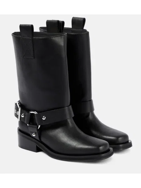 Botine Ganni din piele biker negru
