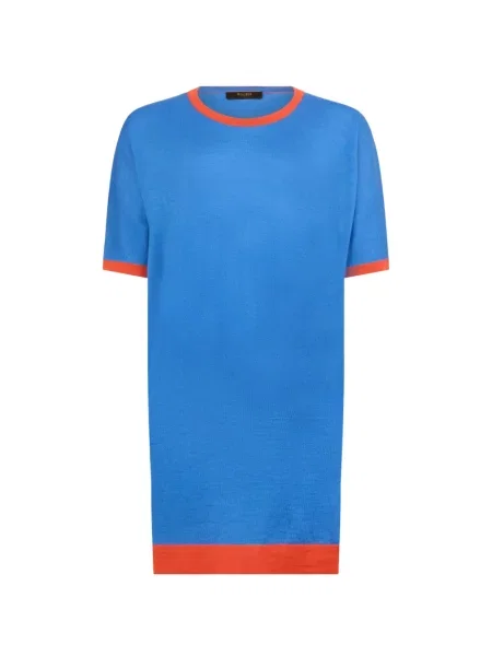 Sukienka koszulowa Moorer z okrągłym dekoltem do kolan garniturowa niebieska