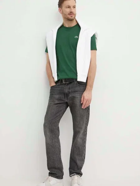 Lacoste t-shirt gładki zielony
