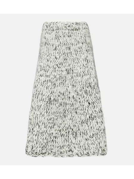 Fustă midi Joseph de lână până la genunchi gri